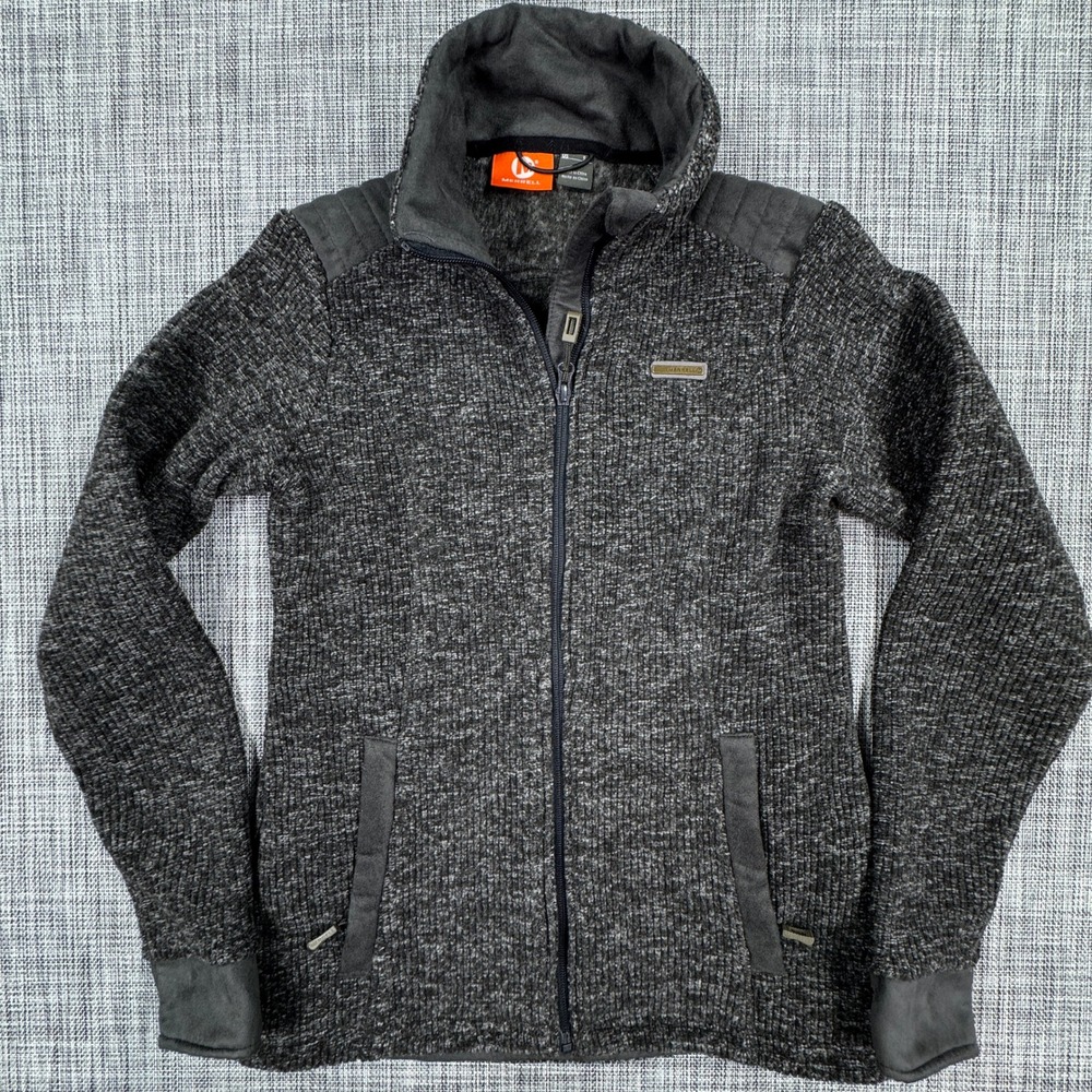 Merrell Sweater Jacket Womens Small Gray Hooded Full Zip Fleece Lined Pockets